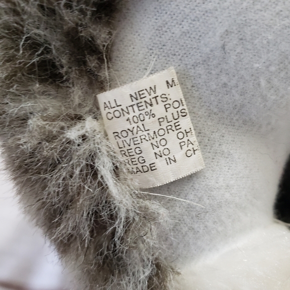 Vintage Royal Plush Gray White Marled Spotted Kitty Cat Plush 12 Inch Stuffed - Picture 8 of 10